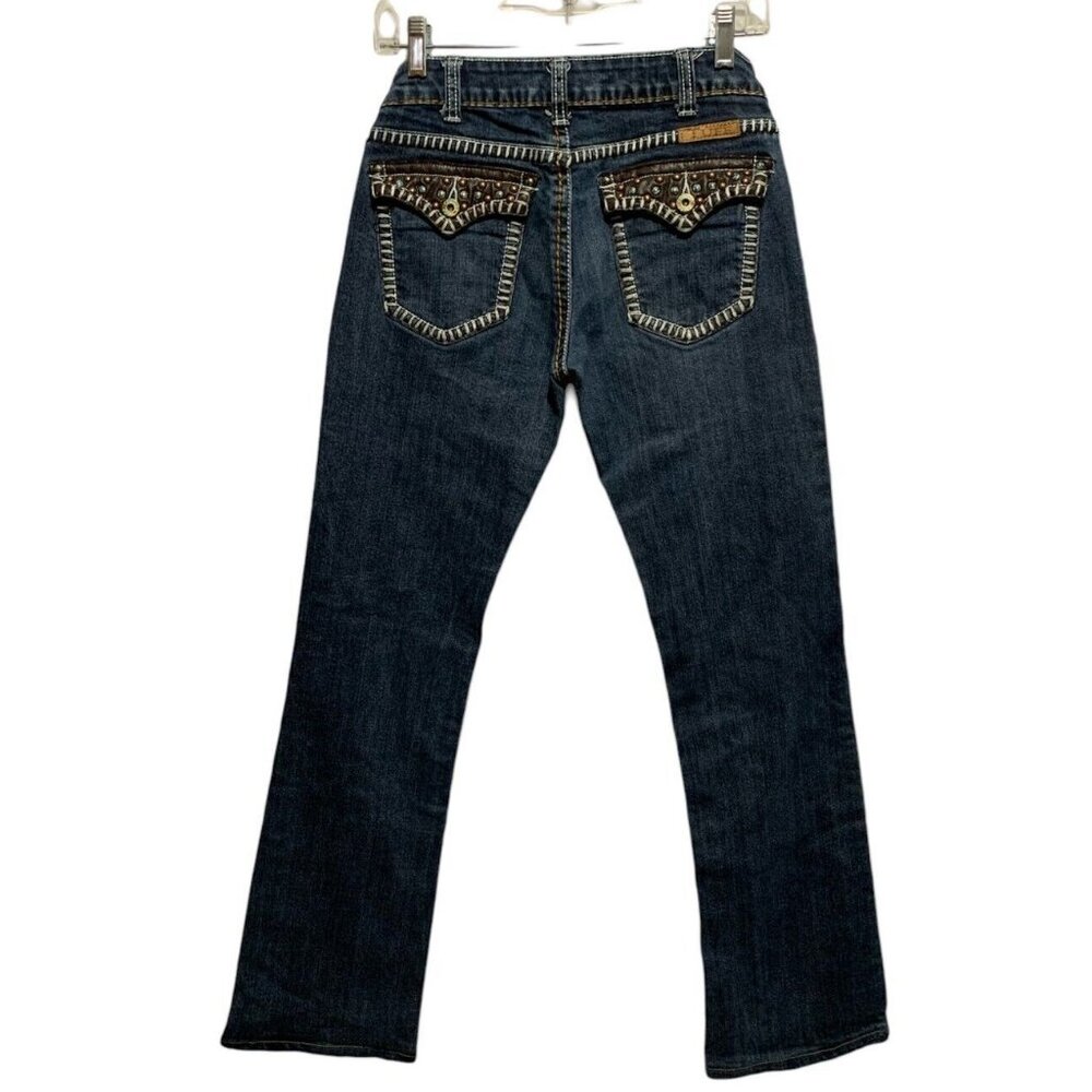 Cowgirl Tuff Co Jeans Womens 27 Dark Blue Denim Studded Bootcut Western